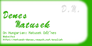 denes matusek business card